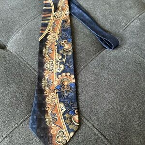 Sophisticated Blue and Gold Paisley Tie